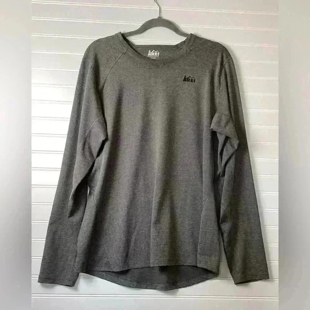 REI Women's Activewear Striped Long Sleeve Crew Size X Gray